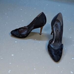 Carlos black Satin stiletto heels 5
